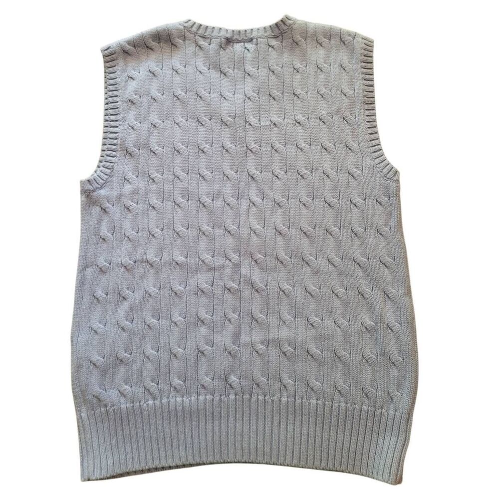 Vintage Polo Ralph Lauren Sweater Vest Womens XS Blue Cable Knit Cotton Logo - Picture 2 of 4